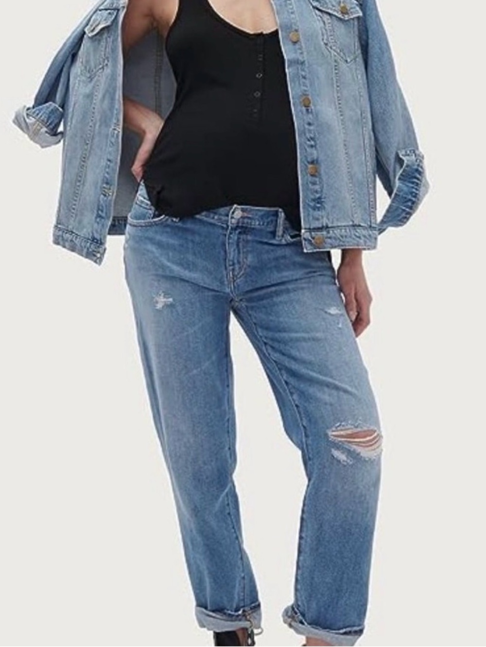 NWT HATCH Maternity The Boyfriend Jean Size 27 Relaxed Under Belly NEW comfy